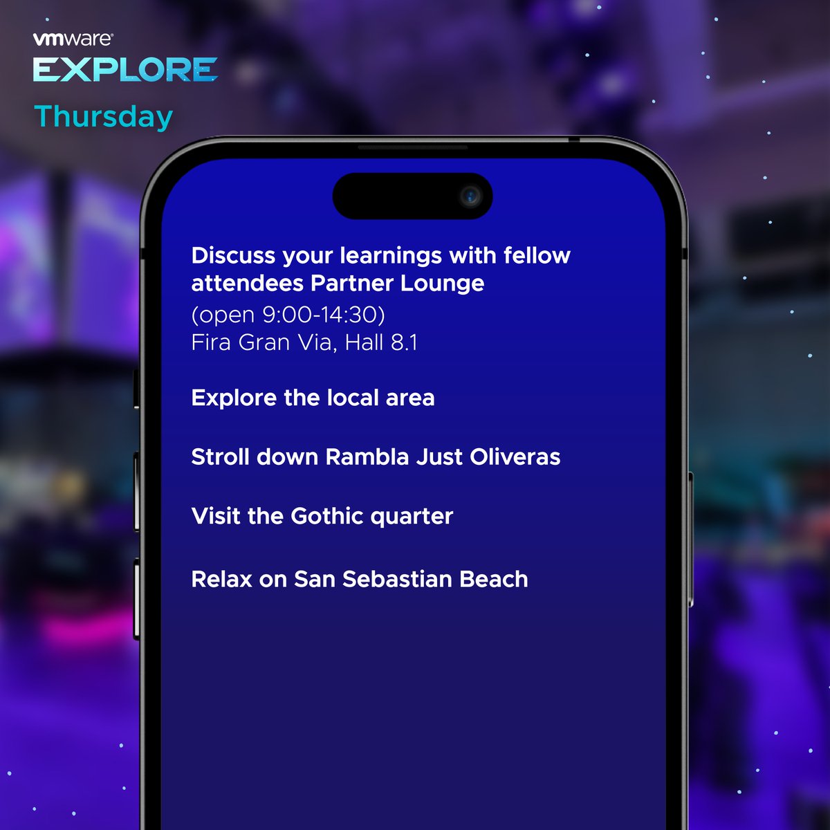 Who’s ready for four days of learning and networking at #VMwareExplore? 🤩 

Swipe to check out some partner content highlights, and start scheduling them here: via.vmw.com/qnD52G