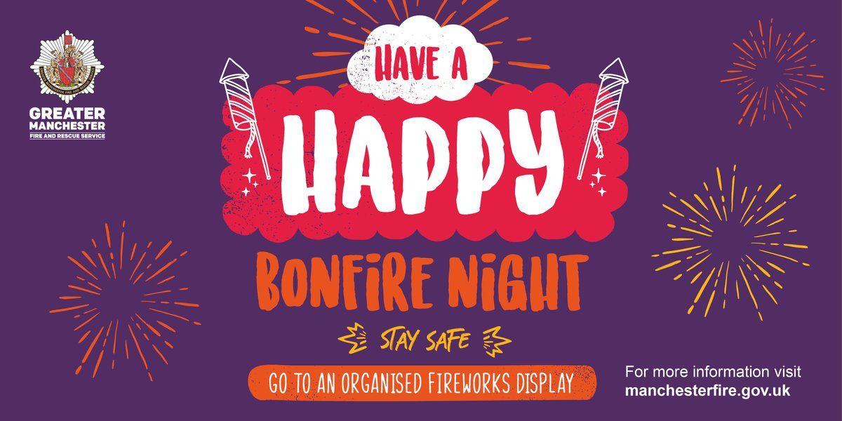 🔥Have a safe and enjoyable #BonfireNight. 

🎆Please go along to an official organised firework display if you can. If you’re celebrating at a private event, please stay safe by following our safety advice and the Firework Code.