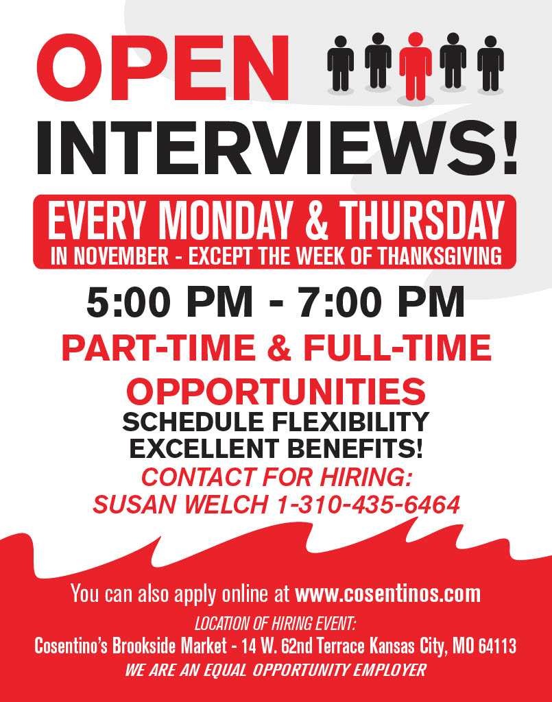 BrooksideMarket's tweet image. We're hiring! 🗣️ Visit our store tomorrow between 5-7pm to learn more about joining our team or apply online at cosentinos.com