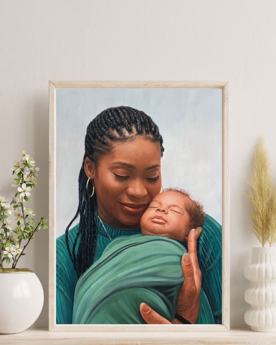 Turn your most precious memories into treasured keepsakes!  #paintyourlife💭✨🖼️
 #familymemories #familyportrait #treasuredmoments #newborn #handpainted