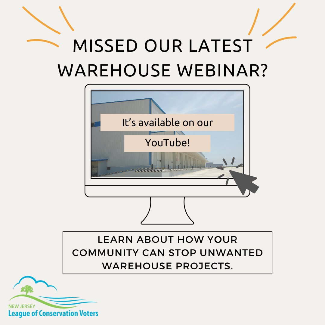 NJLCV's tweet photo. Missed our latest webinar on warehouse sprawl? No worries! You can find it on our YouTube page. The power community can protect our undeveloped land from unwanted warehouses 💪 #WarehouseSprawl #ProtectOpenSpaces 
https://t.co/Ulpr8ke3NL https://t.co/fhCl8NnDY3