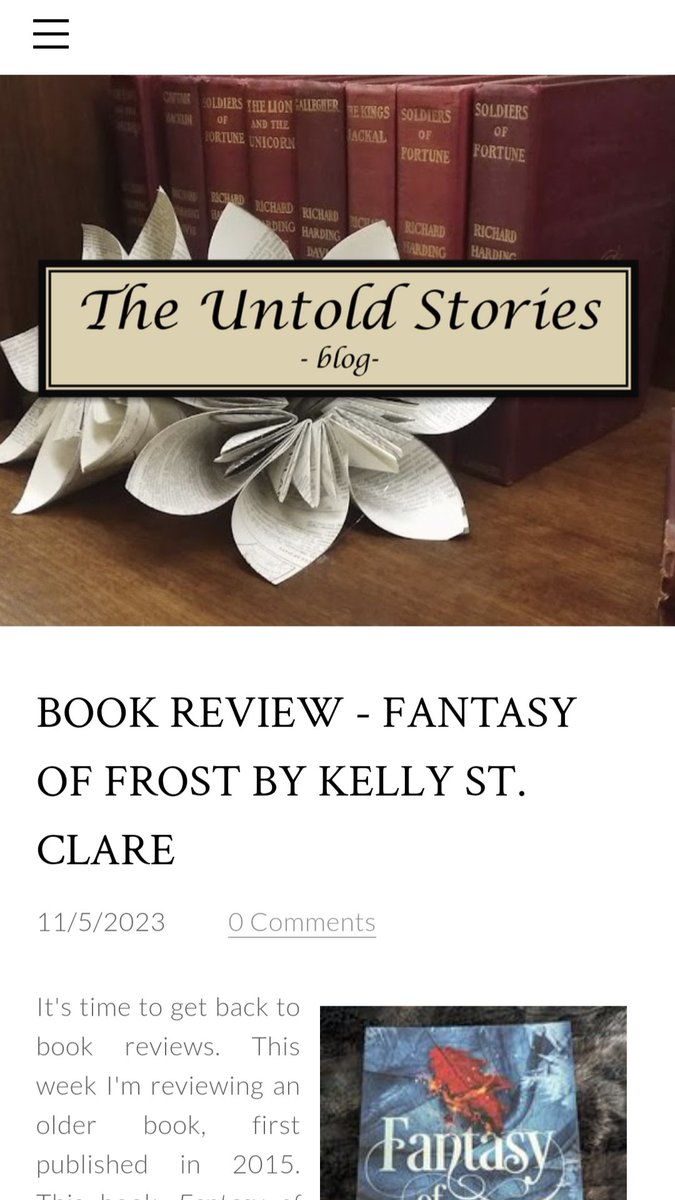 Have you read Fantasy of Frost by @KellyStClare? This action-packed thrill book inspired the first spark of my WIP. Check out my blog post about it here: jenaldenbooks.com/the-untold-sto… #amreading #readersoftwitter #WritingCommunity