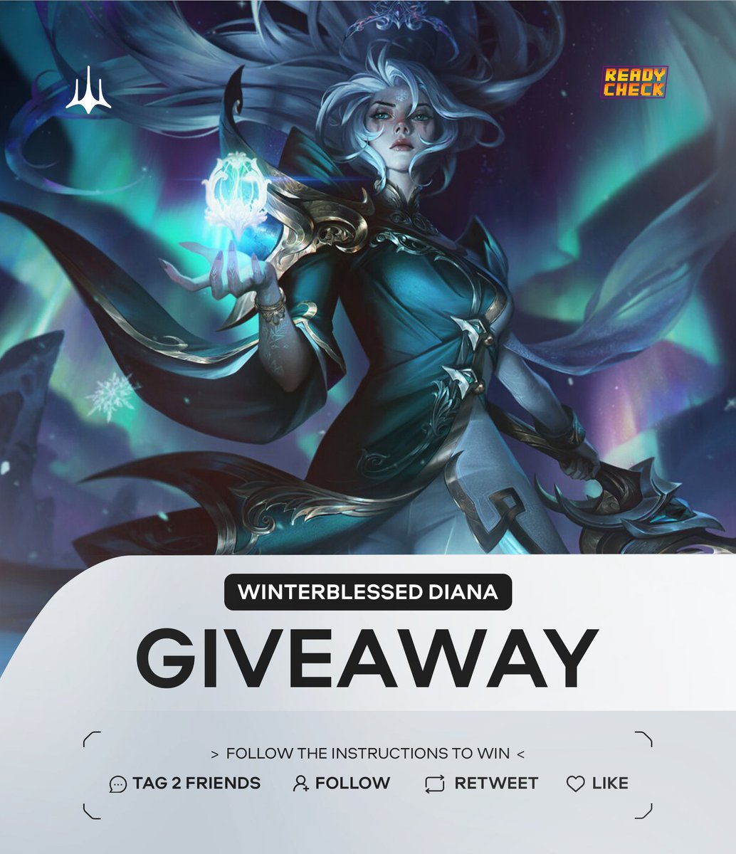 🚀 WINTERBLESSED DIANA GIVEAWAY 🚀

To apply:
1️⃣ Follow <a href="/DsyreEsports/">DSYRE</a> &amp; <a href="/ReadyCheckGG/">ReadyCheck.gg</a> 
2️⃣ Comment and Tag 2 friends
3️⃣ Like &amp; Retweet

Winner announced in Monday, November 13th