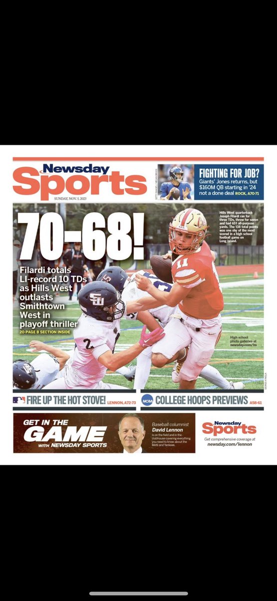 Great team win. Thank you for the recognition @NewsdayHSsports @Gregg_Sarra @Newsday @joe_manniello @HSWColtsFootbal