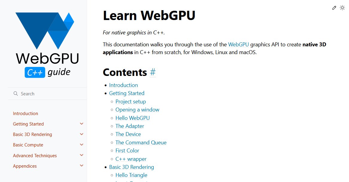 exppad's tweet image. I started writing this programming guide a little more than 1y ago and I am still convinced that #WebGPU is a great choice for learning #graphics programming even for #Desktop use!
Reasons follow 🧵⤵️
(The guide: eliemichel.github.io/LearnWebGPU )