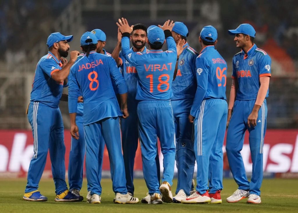 Team INDIA on a roll 🇮🇳

Congratulations to the Men in Blue for yet another emphatic victory.

And a truly special day for Virat, who has been superb throughout the tournament, to equal the ODI centuries record. #INDvsSA