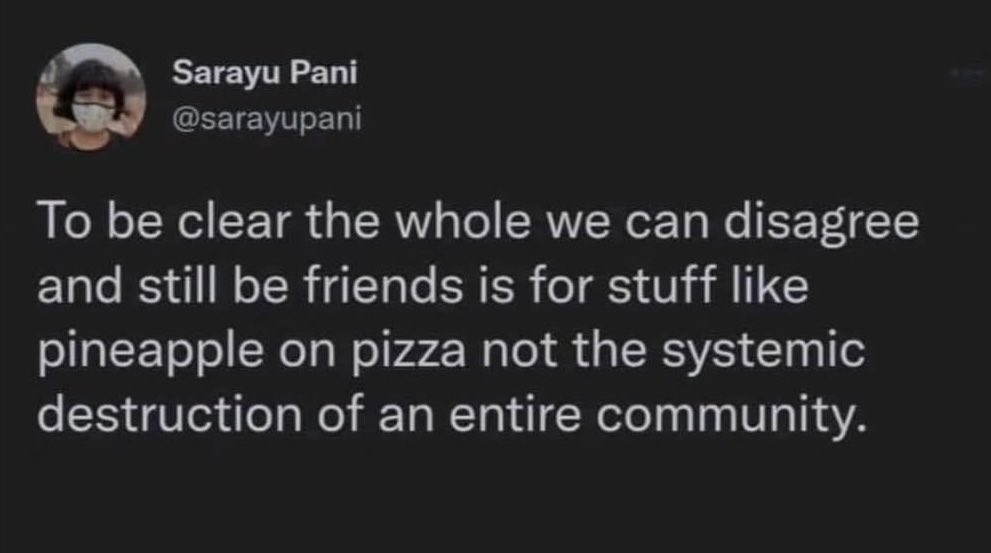 WeeklyWidow's tweet photo. I stand behind pineapple on pizza https://t.co/WXfQHtQKJT