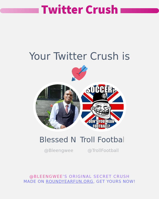 Bleengwee's tweet photo. My Twitter Crush is: @TrollFootball

➡️ https://t.co/XAbyRo2veq https://t.co/y2ONTGeM0D