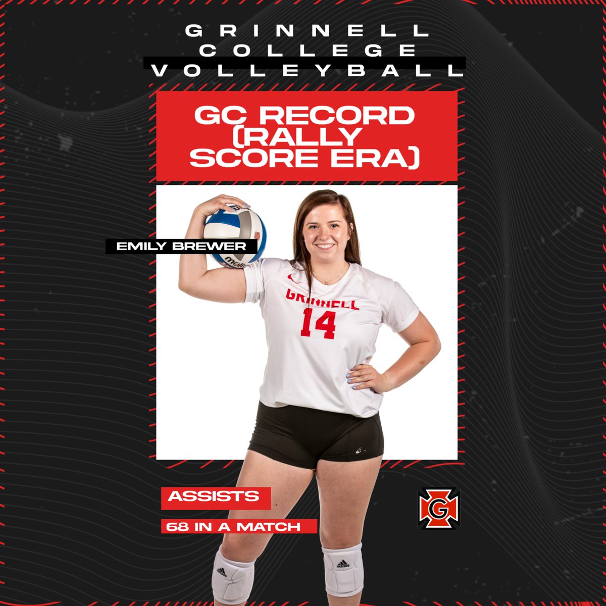 Congrats Emily ... not only a school record for rally score era, but also helping GC to the Midwest Conference Tourney.