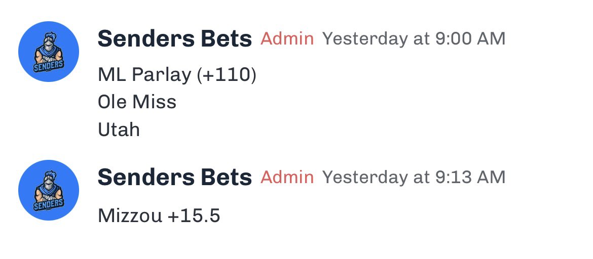 11/4 College Football Recap:

ML Parlay (+110)✅✅
Ole Miss
Utah

Mizzou +15.5✅✅

2-0 on the day for us💵💵💵💵

Plays were posted on our board FREE!!

🔗 Clink link in bio
#GamblingX #FreePlays #NFL