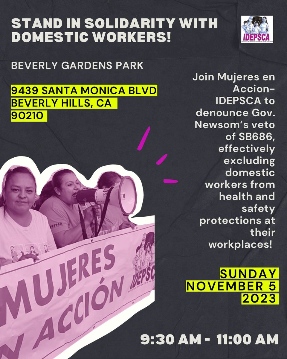 See you today at 9:30! Join us in Beverly Hills to demand health and safety protections for domestic workers