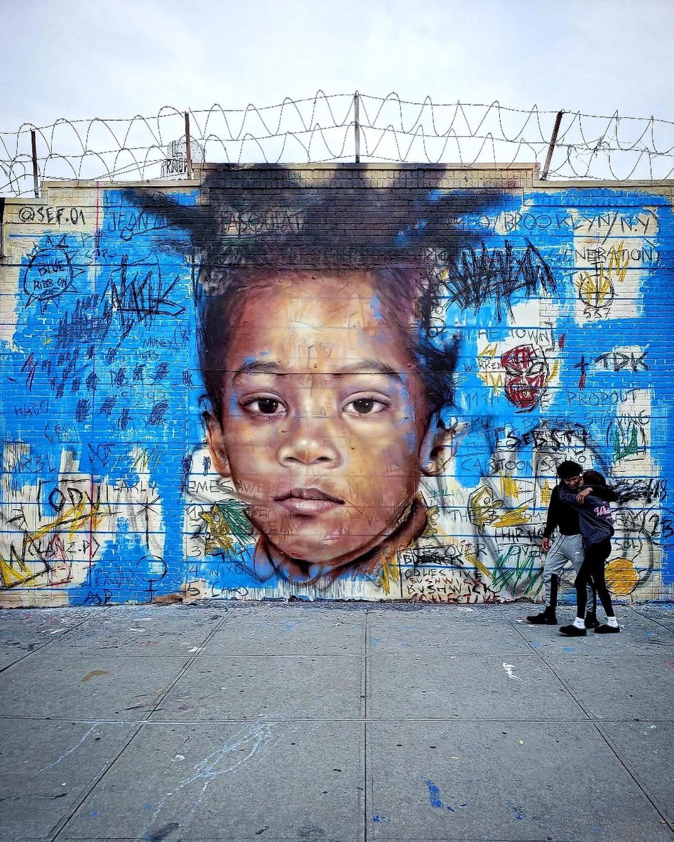 @sef.01 for @thebushwickcollective 

"Jean Michael Basquiat"

the innocence of kid who dreams of being someday a great artist making drawings in his notebooks, creating the basis of his adult artistic practice.

📸Photo Credit : <a href="/slimjim72/">Nicholas Jacobson</a> dope pic‼️