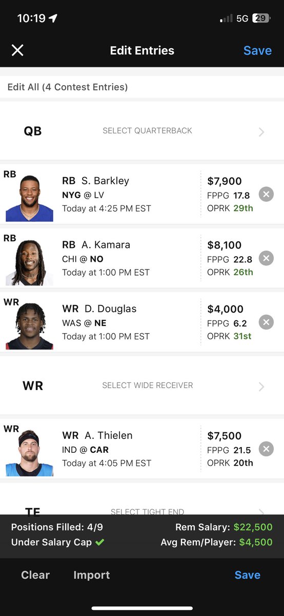 WOODY_DFS's tweet photo. Core #nfl #dfs #DraftKings https://t.co/QVwO78Hbr1