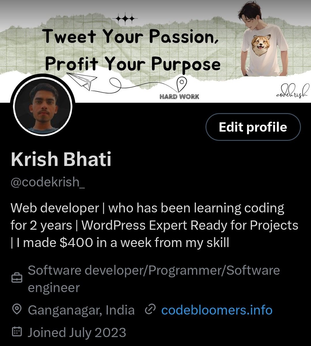 codekrish_'s tweet image. Today I updated my profile

How it&apos;s looking?