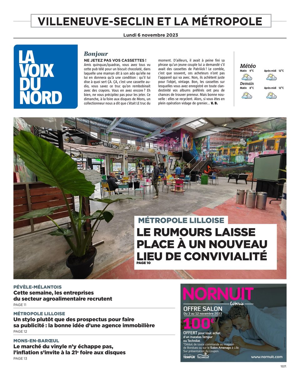 Bonjour ! 
Voici les sujets à la Une de votre édition locale #VilleneuveDAscq #Seclin ce lundi. 
Votre journal numérique >>> journal.lavoix.com
Bonne journée à tous !