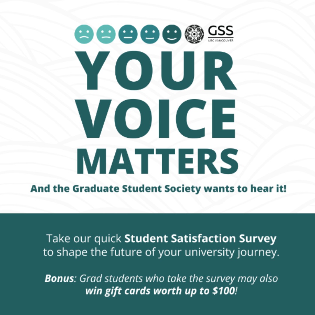 😎Your voice matters, and the GSS wants to hear it. Shape the grad experience and score $100 gift cards! First round of gift cards go out on Monday so fill it out by Nov 5th to win. ubc.ca1.qualtrics.com/jfe/form/SV_6W… #ubc #survey #gss #gradstudent #experience #review #giftcard