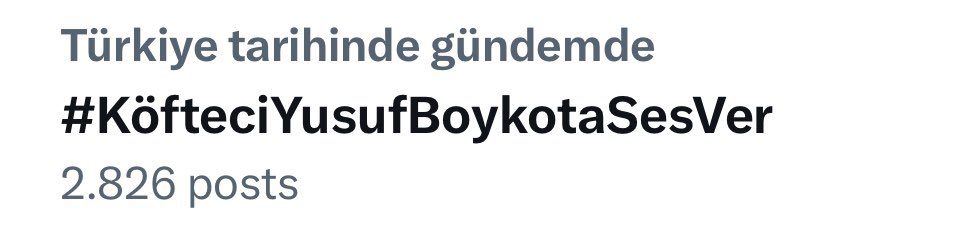 💢 Çok Kısa Süre içinde Türkiye 🇹🇷
Gündemine Girdik.

Bu Paylaşımın Altına 1 Kez

➡️ #KöfteciYusufBoykotaSesVer

Yazarak Başlığı Üst Sıralara
Taşıyabilirsiniz.