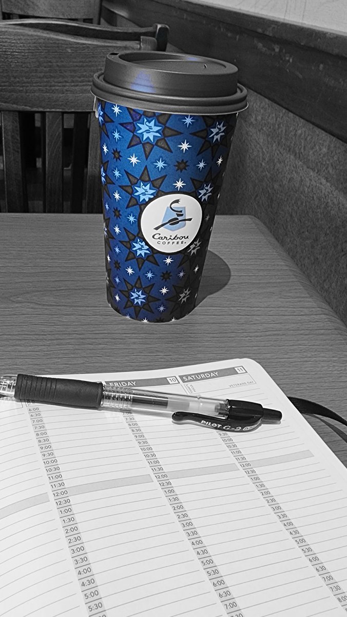 At @cariboucoffee.  Drinking hot tea.  Planning my week.  #passionplanner #weeklyplanning #hottea #planning