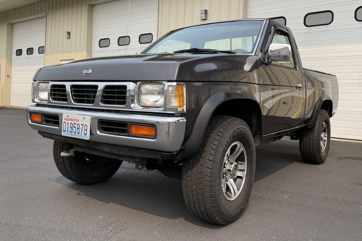 Bringatrailer's tweet photo. Now live at BaT Auctions: 1997 Nissan Hardbody XE 4x4 5-Speed. https://t.co/MgifzYLwt4 https://t.co/qE9ACQAi29