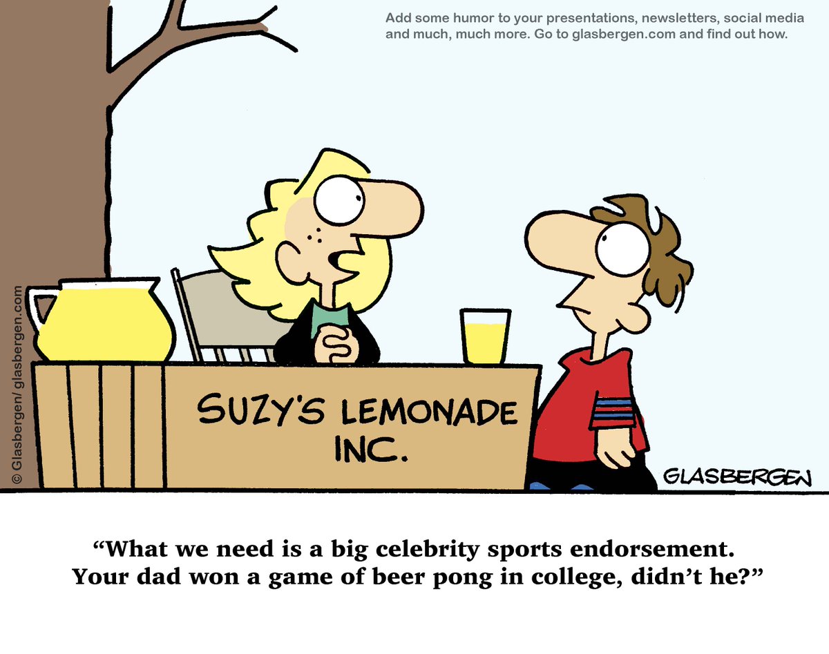 Today's Cartoon / November 5, 2023 @ glasbergen.com via Glasbergen Cartoon Service. © Glasbergen
#copyrightedcartoons #beerpong #celebrityendorsement