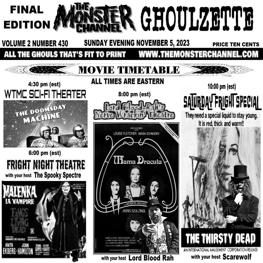 EerieLateNight's tweet photo. Today on The Monster Channel!

https://t.co/NvRAe8VnaE

#donsbreakfastserialshow #morguspresents #frightnightcinema #lordbloodrah #saturdayfrightspecial https://t.co/CRFAChBNSf
