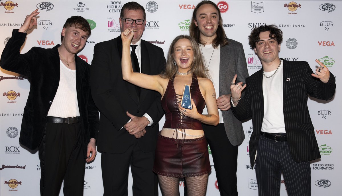 DeadPonyBand's tweet photo. blown away that we won @PandJLive Spotlight Award at last nights Scottish Music Awards @nordoffrobbins 😭🥹💓Thank you so much everyone who has supported us, we <3 you eternally and we wouldn’t be doing what we do without you. 

Love Anna, Blair, Euan &amp; Liam xxx
📷 @stonevisual https://t.co/cBaj59pf17