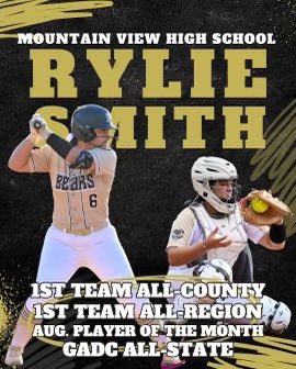 Rylie Smith (@ryliesmith2024) on Twitter photo Ended my senior year off strong! Ending with the single season HR record at 14 and the Single season RBI record at 62. Can’t wait to play in the All-State game on november 18th! <a href="/MVBearsSoftball/">Mountain View Softball</a> <a href="/hittingcoachJ/">Jimmy Mullis</a> <a href="/GAFPwilson/">GA Fury Platinum Wilson</a> Ended my senior year off strong! Ending with the single season HR record at 14 and the Single season RBI record at 62. Can’t wait to play in the All-State game on november 18th! <a href="/MVBearsSoftball/">Mountain View Softball</a> <a href="/hittingcoachJ/">Jimmy Mullis</a> <a href="/GAFPwilson/">GA Fury Platinum Wilson</a>