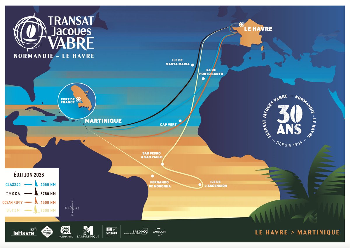 TRANSAT CAFÉ L’OR (@transatcafelor) on Twitter photo 🗺 IMOCA : Une route (presque) directe vers Fort de France ✍️
Comme les autres flottes dont le départ s’est vu reporté, les <a href="/ImocaGS/">IMOCAGlobeSeries</a> voient leur parcours modifié : 3765 milles au lieu des 5400 prévus 💪
Analyse et tracé sur ➡️ urlz.fr/oj8D
#RouteduCafé 🗺 IMOCA : Une route (presque) directe vers Fort de France ✍️
Comme les autres flottes dont le départ s’est vu reporté, les <a href="/ImocaGS/">IMOCAGlobeSeries</a> voient leur parcours modifié : 3765 milles au lieu des 5400 prévus 💪
Analyse et tracé sur ➡️ urlz.fr/oj8D
#RouteduCafé