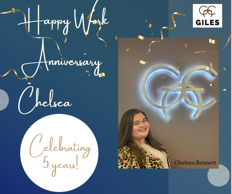 Gilesengr's tweet photo. Congratulations to Chelsea Bennett on her five-year work anniversary! We are so grateful for your outstanding dedication and contributions over the years. Here's to many more! #ChelseaWorkAnniversary #Congrats https://t.co/Hwtp9kASDZ