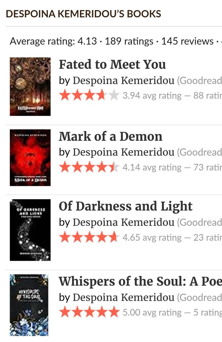 I need 11 more ratings to 200 and 5 more reviews to 150 on Goodreads!

If you've read any of my books, could you help me reach this milestone? I'm thaaaat close! ✨❤️

#WritingCommunity