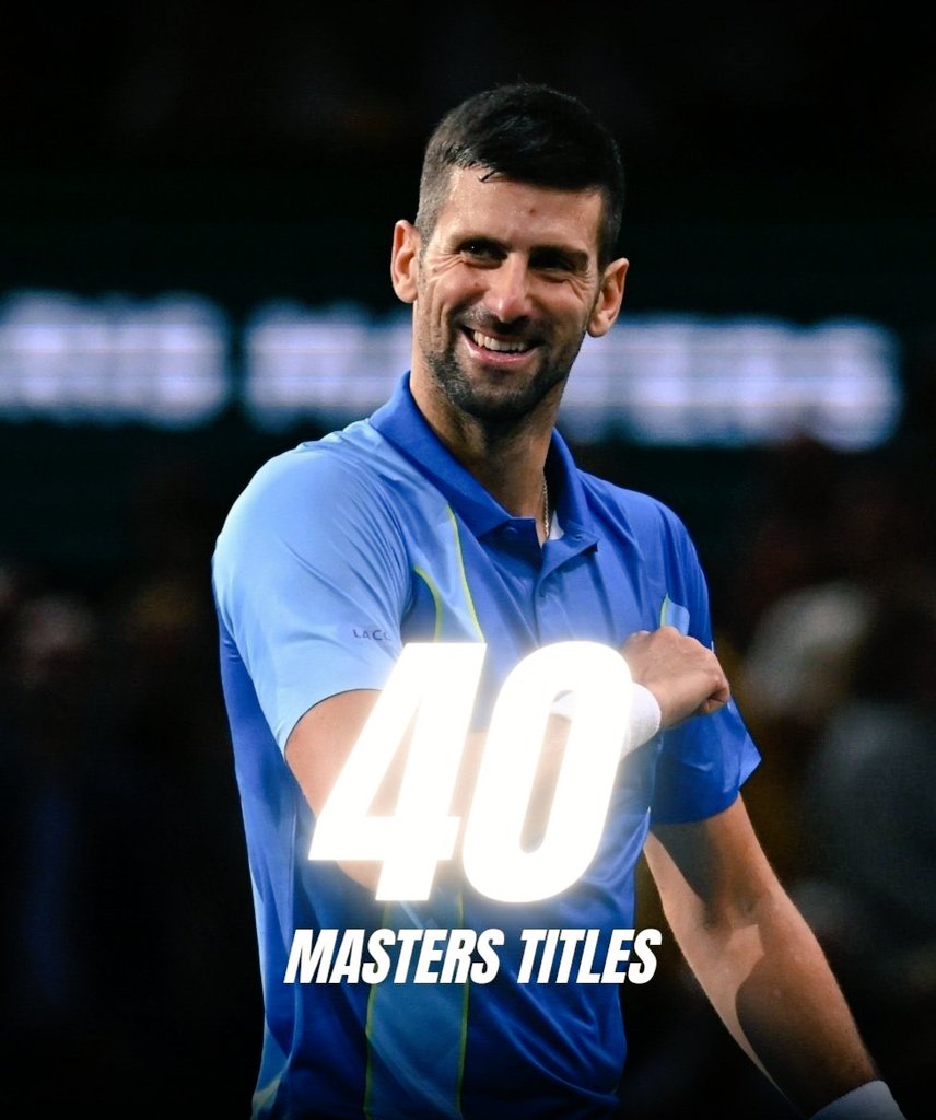 Novak Djokovic wins his 40th Masters title, extending his record. 

The entire top 50 combined has 41 Masters titles. 

This is madness. This is #Djokovic