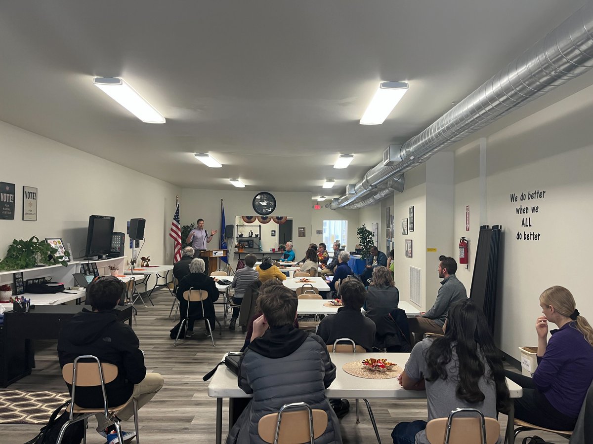 WisDems's tweet photo. If you’ve been following Chair @BenWikler this weekend, then you know: he’s been traveling across WI, talking to voters.
This afternoon he made it to Fox Valley to connect with @OutagamieCoDems volunteers ready to do some of the most important organizing for 2024! #1year2win https://t.co/9E2UdK1CpX