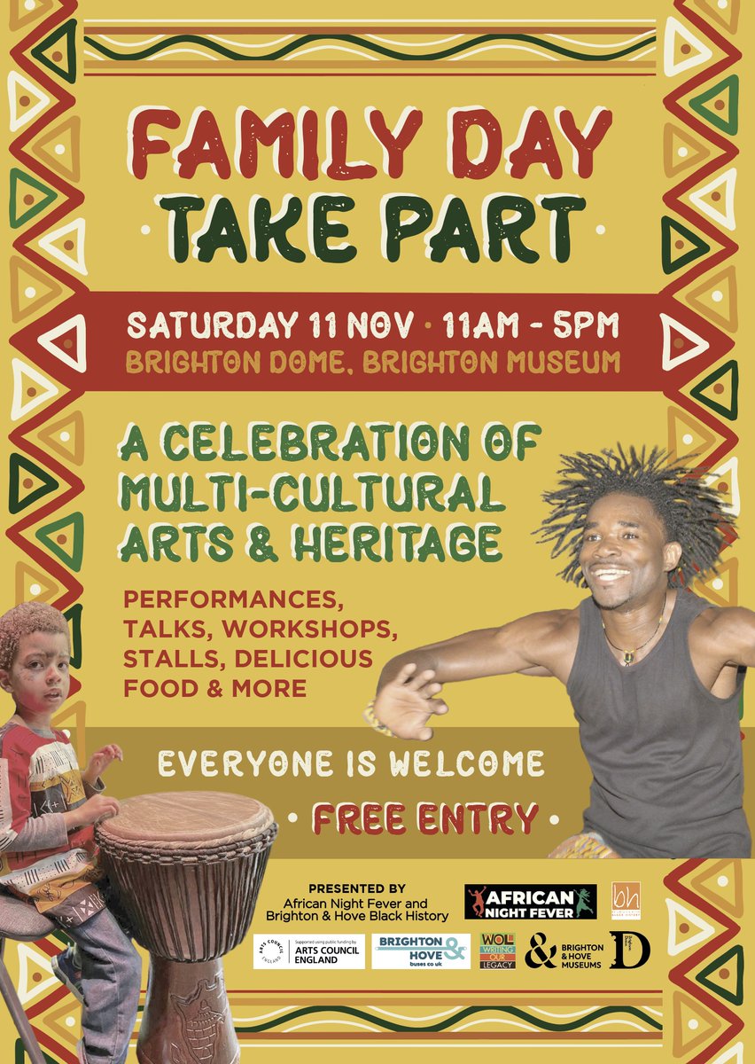 African Night Fever and Brighton & Hove Black History invite you to a fun-filled Family Day event, at Brighton Dome. On the Saturday 11th November 2023 from 11am-5pm, entirely free of charge, listen to the talks, and savour the delights of delicious foods. Respect