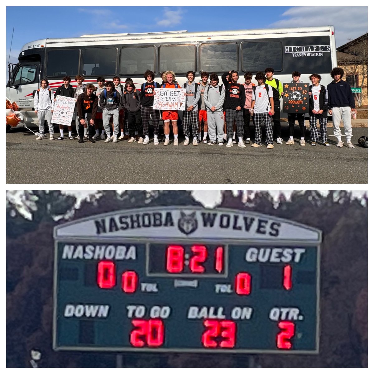 AgawamSoccer's tweet photo. How it started…How it’s going! Catch us in the next round! #gwamstrong 👊 https://t.co/bqnX7wtpNy