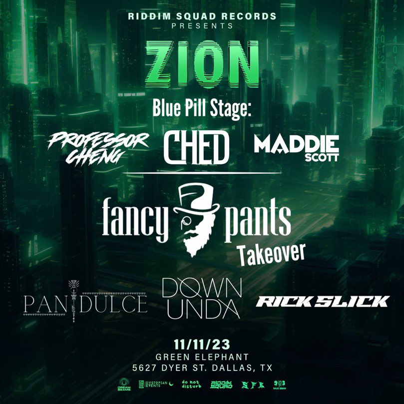 NEXT WEEKEND 

we’re following the white rabbit with <a href="/we_are_ZION/">ℤ 𝕀 𝕆 ℕ</a> and @riddim_records 

come with us into the matrix 
eventbrite.com/e/zion-tickets…