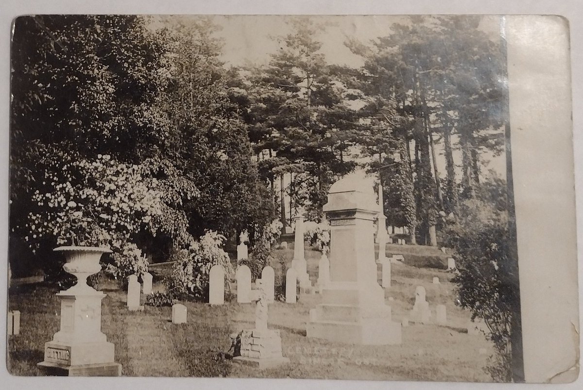 Real photo postcard showing a plethora of both gravestones and trees in Oakwood Cemetery, Simcoe, Ontario circa 1914. It's still quite a place to visit and spend much of a day in.

(Source: Personal collection)