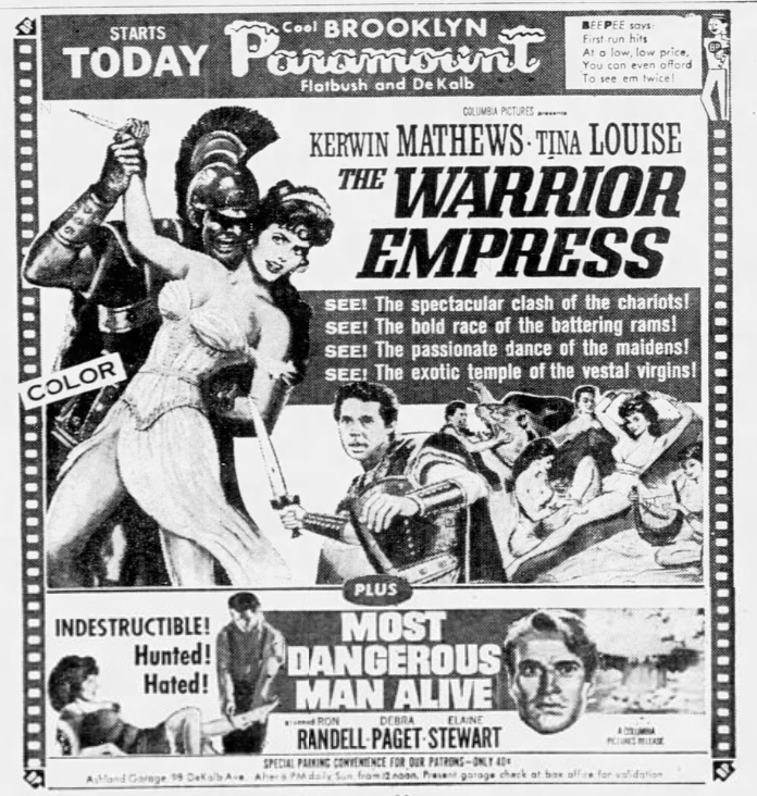 LouLumenick's tweet photo. NY TV debut 11/19/68 at 1:05 am on WABC's "The Best of Broadway.'' Columbia's Italian import starring future "Gilligan's Island" star as "Sappho of Lesbos" topped 6/21/61 Brooklyn double bill. https://t.co/1qU5CcZreb