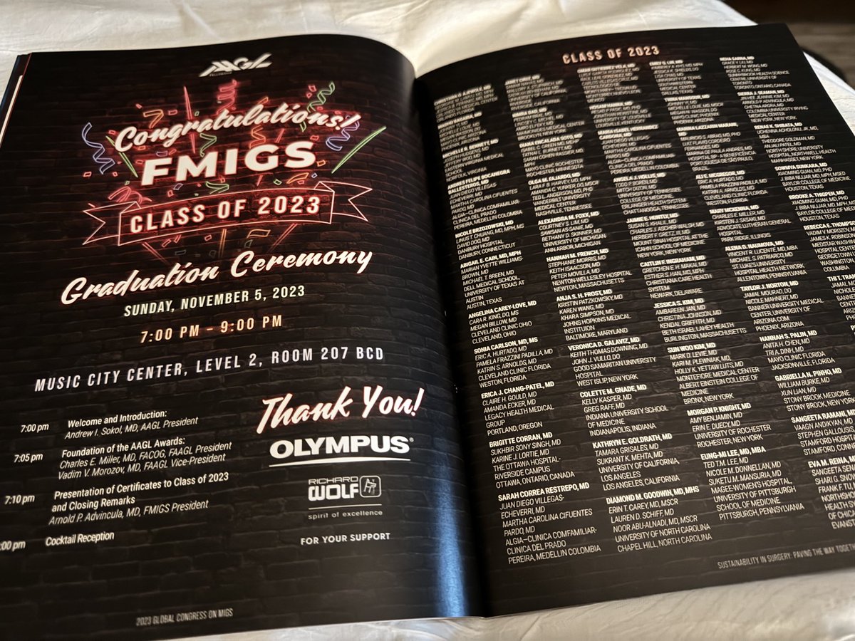 arnieadvincula's tweet image. Looking fwd to celebrating the accomplishments of these @FMIGS1 graduates tonight @AAGL Nashville. #migs @ColumbiaOBGYN Congrats Class of 2023!