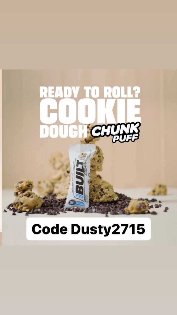 wmholly's tweet image. Cookie Dough Chunk Puff  is back for a limited time!
Enjoy the lightest, fluffiest, and most satisfying protein bar covered in 100% real chocolate.
Discount code Dusty2715 will save you 10%.
builtbar.com/?baapp=Dusty27… 
@Built_Bar #builtbar #built #imbuilt #cookiedoughchunkpuff