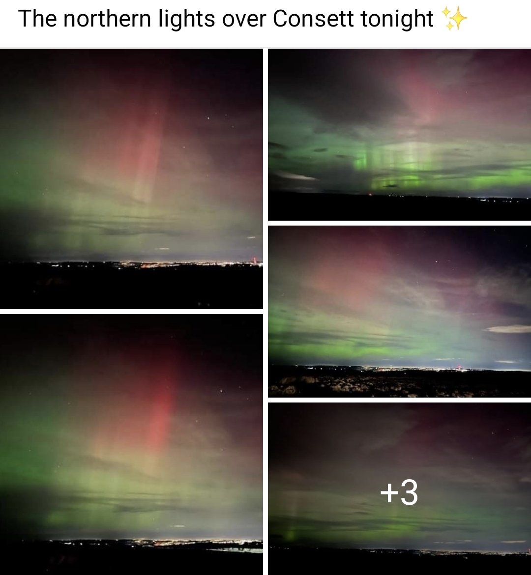 Think the little tinker @pezz57 is sending a sign to his family tonight,  northern lights over Derwentside this evening, stunning.