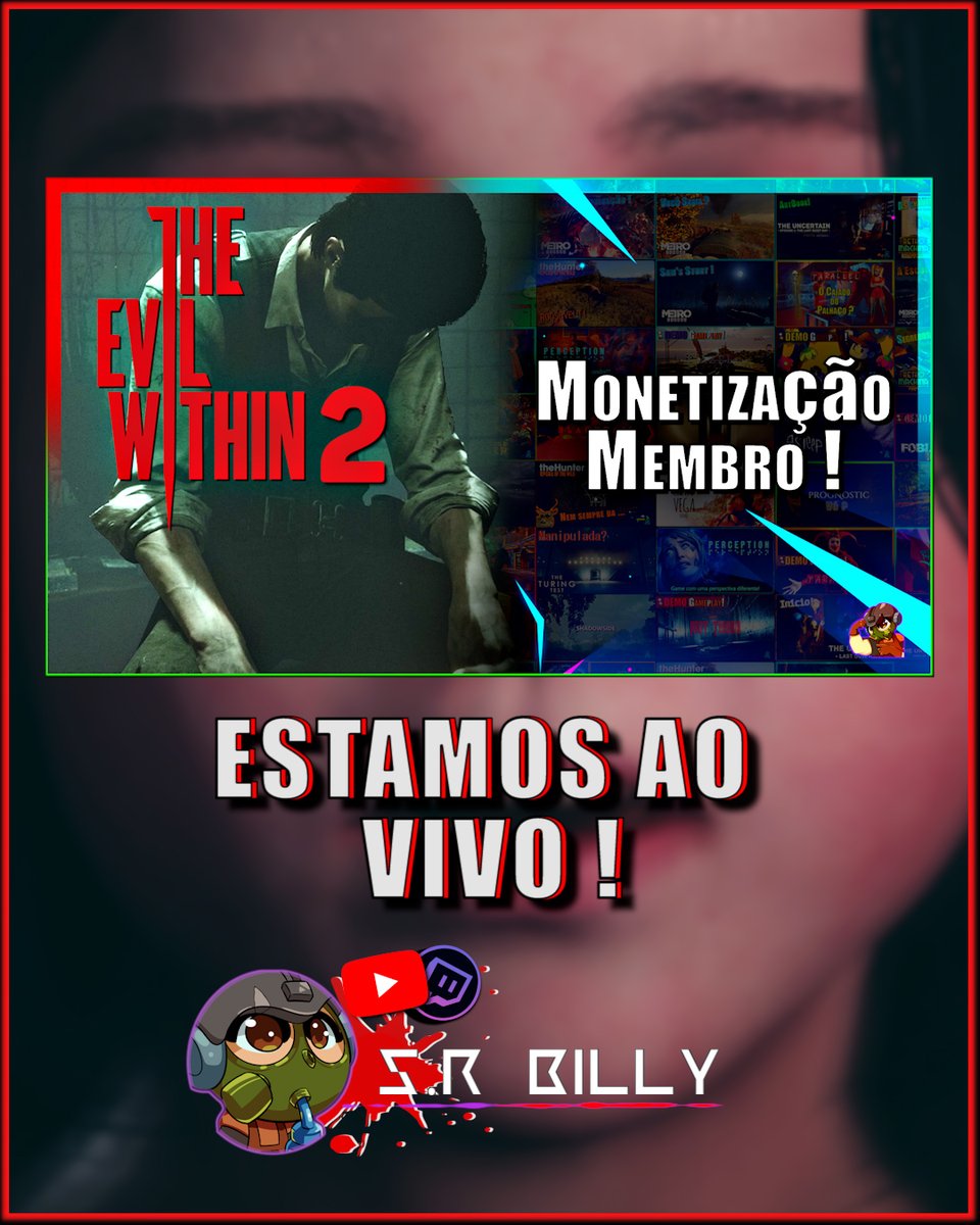 SrBilly6's tweet photo. 🚨 Boa noite pessoal!

Bora continuar a comemoração da aba de MEMBROS do YouTube, jogo tá insanamente desafiador bora que tá bhão demais!!

🔴 https://t.co/NkMW6kti97
🟣 https://t.co/gjwDvEdyGn

#theevilwithin2 #theevilwithin #SBilly #LivesdoBilly #twitch #youtube https://t.co/HTZW0rz9ml