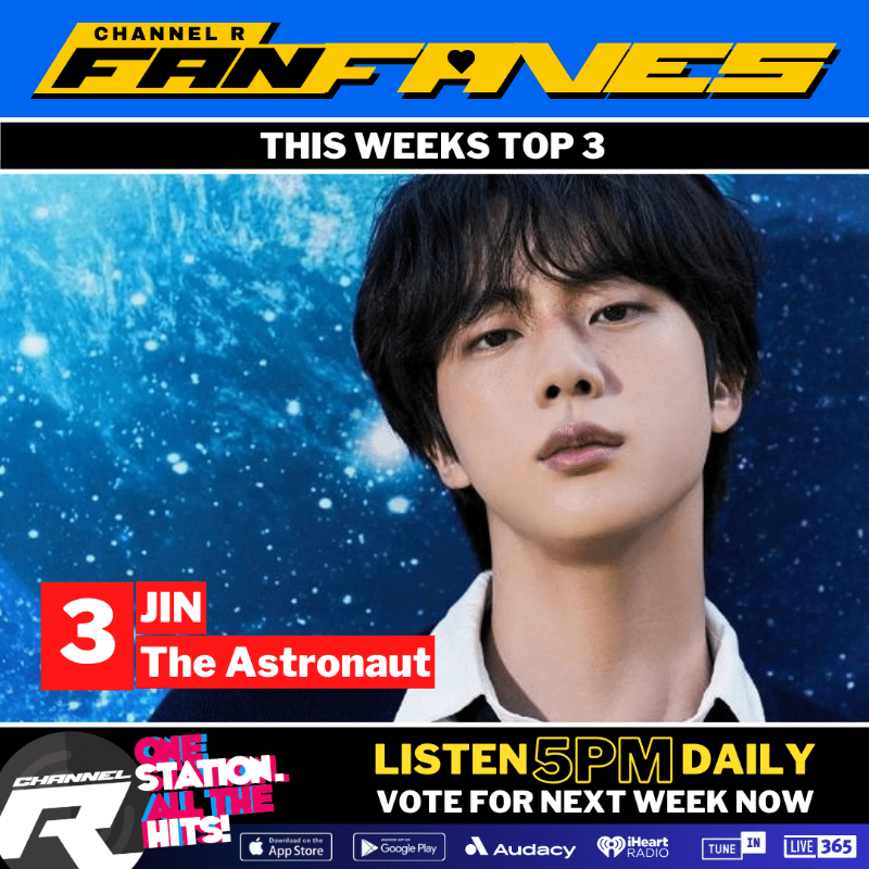channelrradio's tweet photo. 👍Thanks for joining the #ChannelRFanFaves Results Show. 'Like Crazy' from #Jimin is the #1 Fan Fave Of The Week for a record-extending 21st week!
Hear it play 3X daily ALL week.
#V was #2 & #Jin #3.
Voting is OPEN for next week on our website & app: https://t.co/toJFlQebP4