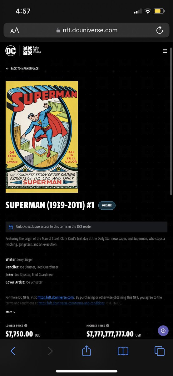 WilsonThai3's tweet photo. 🚨SUPERMAN#1 LEGENDARY 4SALE!!🚨 
Price: 7.3k (450 less than FP)
#grailed #nft #dccomics #dcnft https://t.co/ZDuZQcNzAl