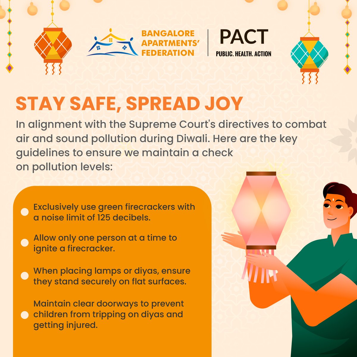 BAFBLR's tweet photo. Stay informed, stay safe this festive season! Remember, only approved green crackers allowed. Limited timings: 5th to 19th Nov, 8 PM - 10 PM. Prioritize fire safety, health precautions, and proper storage for a joyful and secure celebration.
#SafeDiwali #CrackerSafety https://t.co/AA76uaEVoI