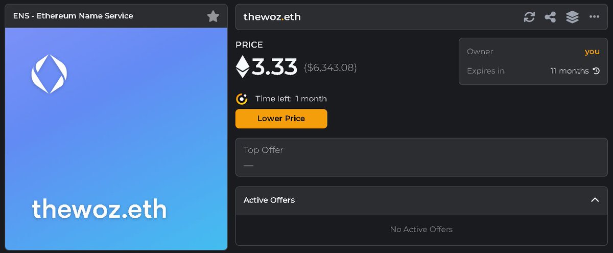 #ENS Listed at <a href="/ensvision/">Vision.eth</a>  

thewoz.eth

This is the nickname of the man who invented the Personal Computer <a href="/stevewoz/">Steve Wozniak</a>  and also the name used by Youtuber <a href="/ScottTheWoz/">Scott Wozniak</a>  

This #web3 identity is for sale as an NFT in the following link
ens.vision/name/thewoz 

Several more ENS