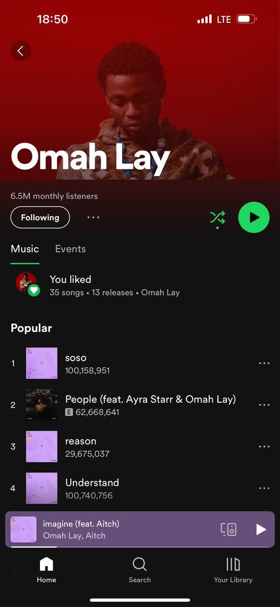 RealStarboyVal's tweet photo. Omah Lay’s Soso hits 100M streams on Spotify🔥🔥

It becomes Omah Lay’s third song to reach this feat💜💜 https://t.co/C1etTguHmb