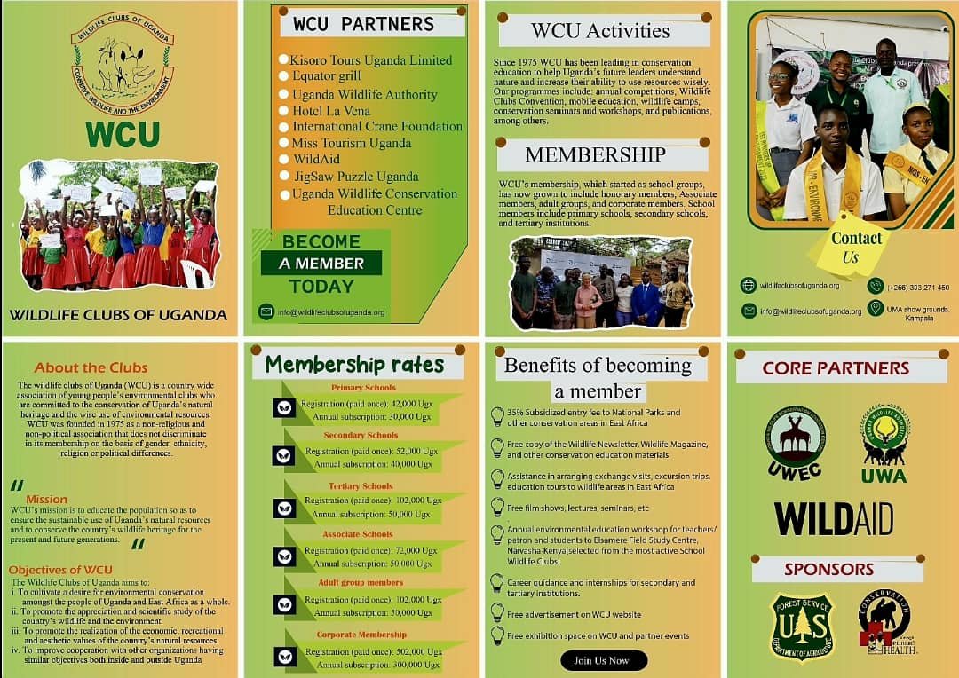 Founded in 1975, the Wildlife Clubs of Uganda are a membership NGO that complements the efforts of the Government of Uganda to enhance Conservation Education & Public Awareness (CEPA) in Uganda. You are invited to join the Clubs. @wildlifeclubs