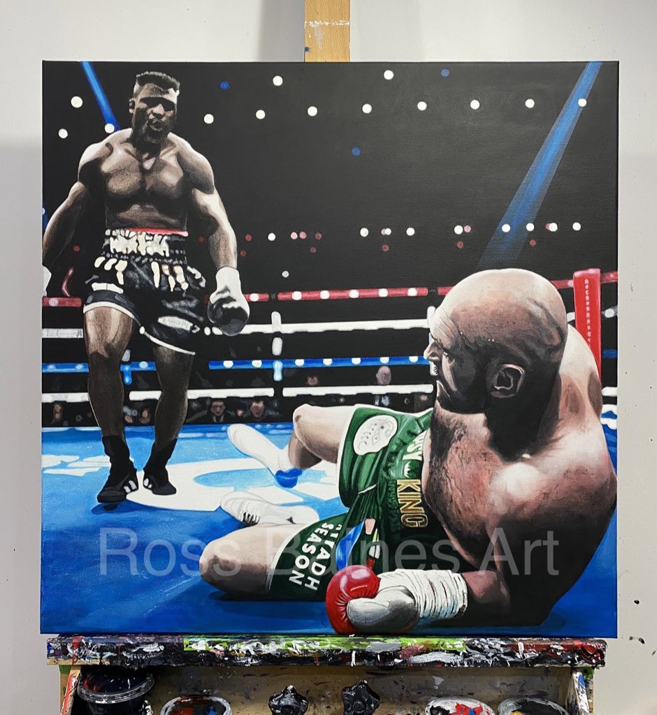 RossBainesArt's tweet image. If @francis_ngannou reposts my painting I will give 2 people who also repost this a free print 👊

#MMATwitter #FuryvsNgannou