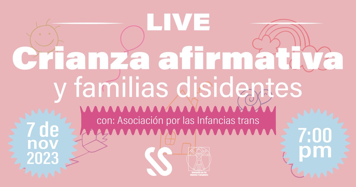 ¡Súmatenos en nuestra transmisión en vivo sobre Crianza Afirmativa y Familias Disidentes! Únete el martes 7/11 a las 7pm a través del Instagram de @transsalud e @infanciast para hablar sobre la crianza afirmativa y cómo crear familias unidas por el amor y el respeto ¡no faltes!