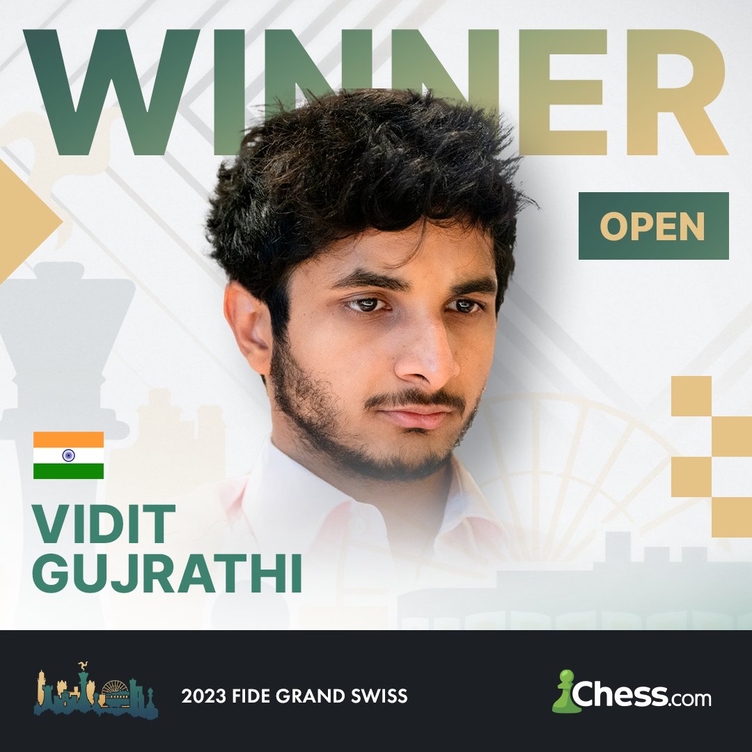 chess24.com on X: Congratulations to 🇮🇳GM @viditchess on winning the  #FIDEGrandSwiss and qualifying for the 2024 Candidates Tournament despite  starting the event with a loss!  #c24live   / X